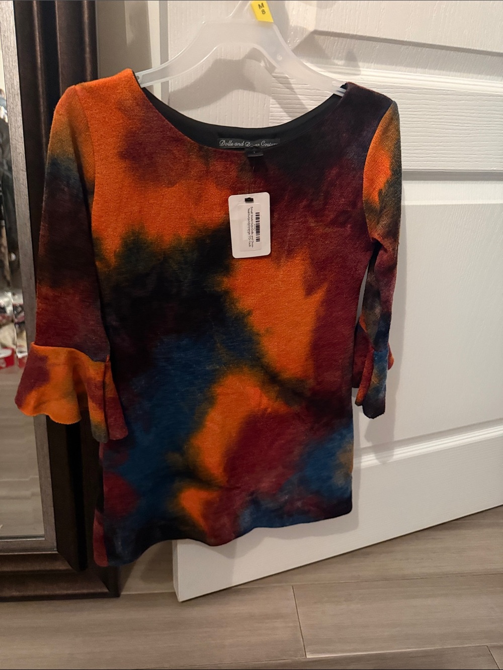 Girls' Bright Orange Tie-Dye Bell-Sleeve Tunic Dress